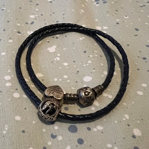 Pandora | Jewelry | Nwot Navy Pandor Bracelet W Charms | Poshmark